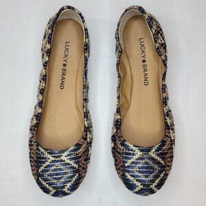 Lucky Brand: Women's 6.5 Blue South West Print Classic Ballet Flat